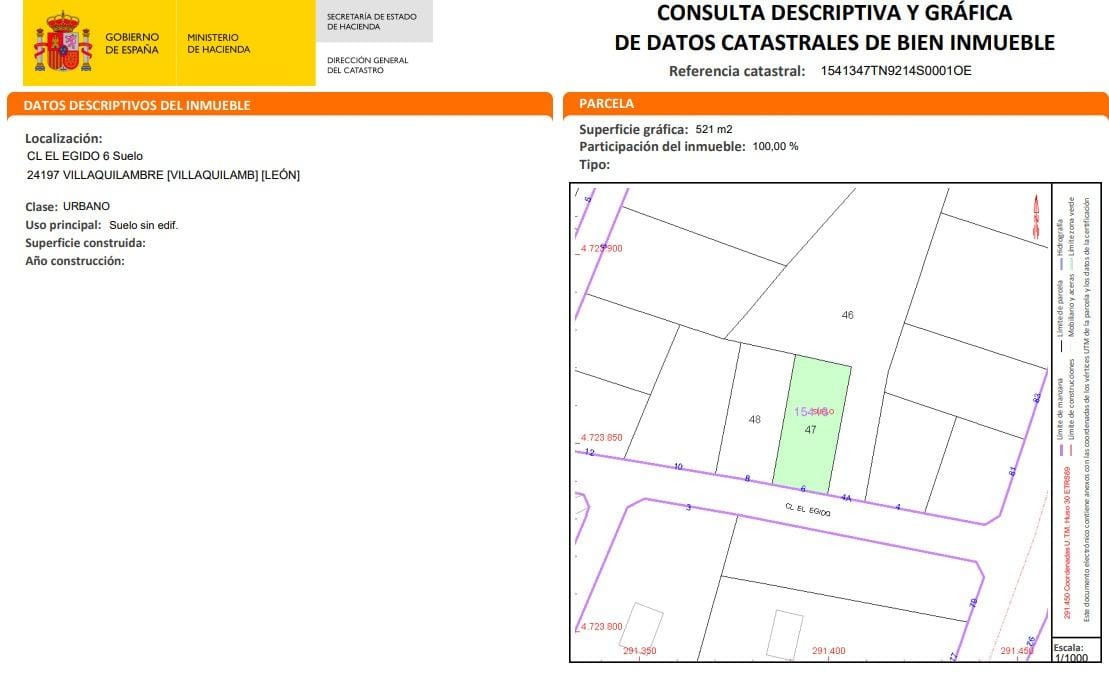 TERRENO DE 521 M2 EN EL CAMINON EN VILLARRODRIGO DE LAS REGUERAS (LEON)