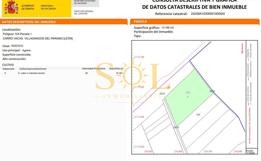 Terreno uso agrario de 15.187 m2 junto al polígono industrial de Villadangos - Foto 3