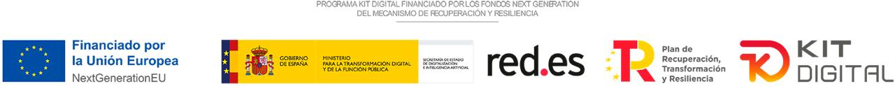 Programa Kit Digital financiado por los fondos Next Generation del Mecanismo de Recuperación y Resiliencia. Financiado por la Unión Europea NextGenerationEU, Gobierno de España, Red.es, Plan de Recuperación, Transformación y Resiliencia, Kit Digital