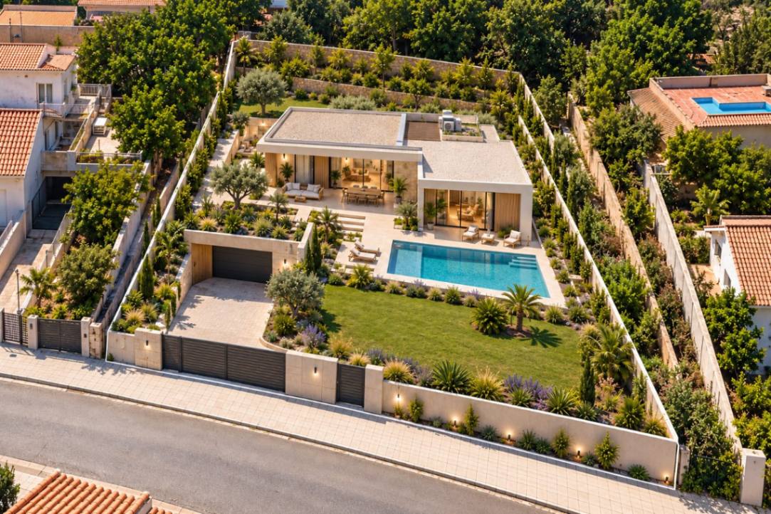Parcela y Proyecto de casa moderna con piscina en parcela de 711 m²